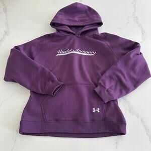 Womens Under Armour Fleece Hoodie Size M Purple Plum Kangaroo Pocket